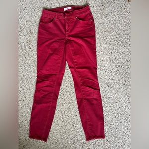 Loft red jeans size 24/00 curvy skinny fit